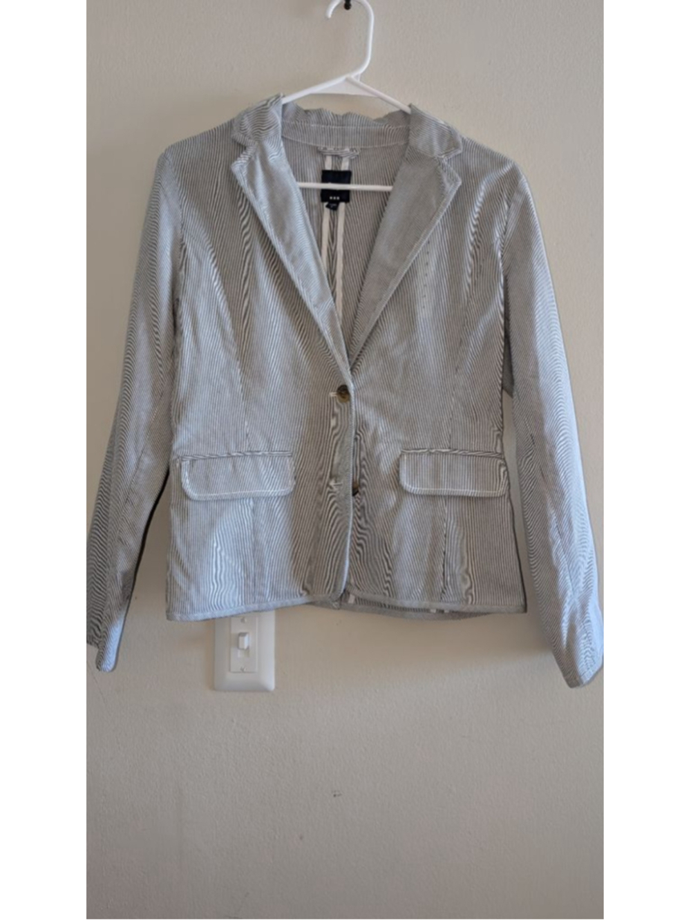 Gap Striped Blazer Size 2 White Navy, womens
